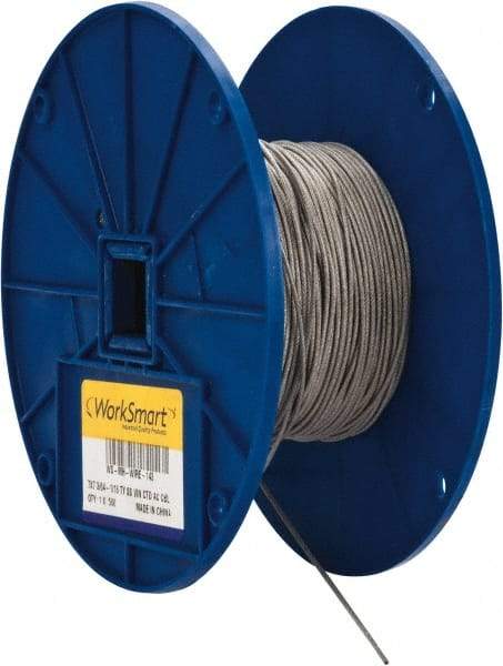 Value Collection - 1/16" x 3/64" Diam, Aircraft Cable - 270 Lb Breaking Strength, 7 x 7 Strand Core, Vinyl Coating - All Tool & Supply