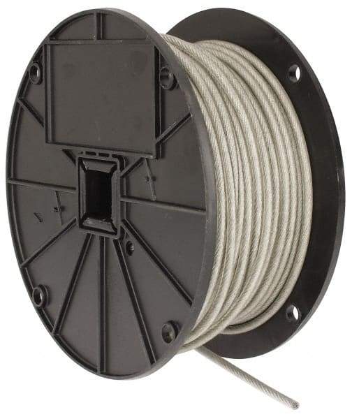 Value Collection - 3/16" x 3/32" Diam, Aircraft Cable - 920 Lb Breaking Strength, 7 x 7 Strand Core, Vinyl Coating - All Tool & Supply