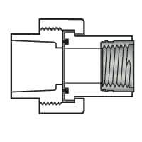 Value Collection - 2" PVC Plastic Pipe Union with EPDM O-Ring - Schedule 80, PVC Slip x Brass Fipt End Connections - All Tool & Supply