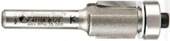 Amana Tool - 1/2" Cut Diam, 1/2" Length of Cut, 2 Flute Flush Trim Edge Profile Router Bit - Carbide-Tipped, 1/4" Shank Diam, 2-1/4" OAL, Uncoated - All Tool & Supply