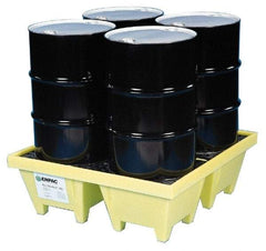 Enpac - 83 Gal Sump, 6,000 Lb Capacity, 4 Drum, Plastic Spill Deck or Pallet - 50" Long x 50" Wide x 13.43" High, Yellow, Liftable Fork, Vertical, 2 x 2 Drum Configuration - All Tool & Supply