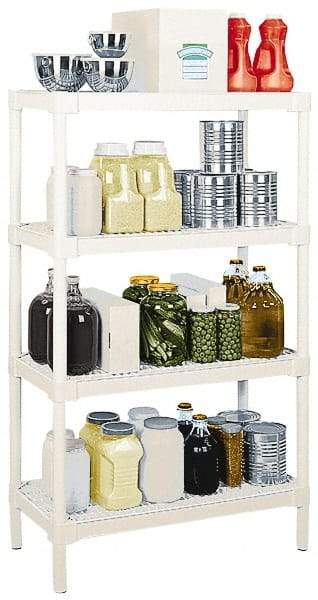 Continental - 56" High x 36" Wide x 18" Deep, 4 Shelf Ventilated Structural Open Plastic Shelving with Legs - Oyster, 150 Lb Capacity - All Tool & Supply