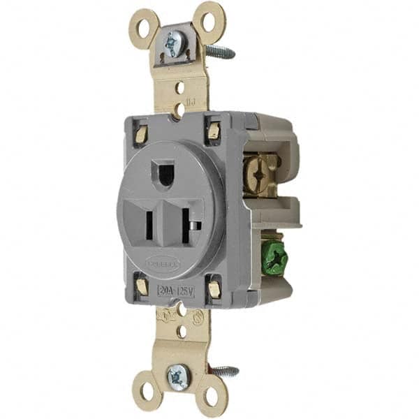 Hubbell Wiring Device-Kellems - 125V 20A NEMA 5-20R Industrial Grade Gray Straight Blade Single Receptacle - All Tool & Supply