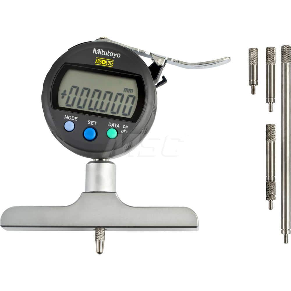 Electronic Depth Gages; Minimum Measurement (mm): 0; Maximum Measurement: 200.00; Maximum Measurement (Decimal Inch): 200.00; Maximum Measurement (mm): 200.00; Base Length: 101.6000; Resolution (mm): 0.001; Resolution (Decimal Inch): 0.001; Measuring Forc