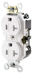 Leviton - 125 VAC 20A NEMA 5-20R Specification Grade White Straight Blade Duplex Receptacle - All Tool & Supply