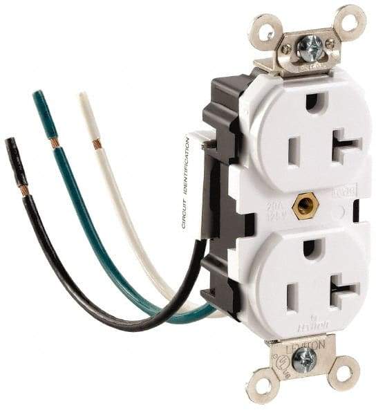 Leviton - 125 VAC, 15 Amp, 5-15R NEMA Configuration, Gray, Hospital Grade, Self Grounding Duplex Receptacle - 1 Phase, 2 Poles, 3 Wire, Flush Mount, Impact and Tamper Resistant - All Tool & Supply