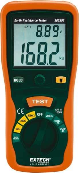 Extech - LCD Display Earth Ground Resistance Tester - AA Battery - All Tool & Supply