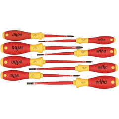 Wiha - 8 Piece Slotted, Phillips & Square Screwdriver Set - Bit Sizes: Philips #1 & #2, Comes in Box - All Tool & Supply