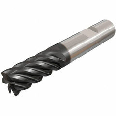 Iscar - 12mm, 25mm LOC, 12mm Shank Diam, 83mm OAL, 6 Flute, Solid Carbide Square End Mill - Single End, TiAlN Finish, Spiral Flute, 45° Helix, Right Hand Cut, Right Hand Flute - All Tool & Supply