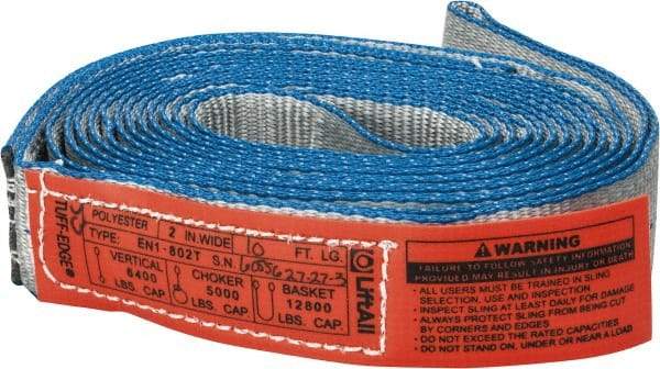 Lift-All - 10' Long x 2" Wide, 6,400 Lb Vertical Capacity, 1 Ply, Nylon Web Sling - 5,000 Lb Choker Capacity - All Tool & Supply