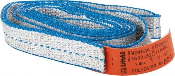 Lift-All - 9' Long x 1" Wide, 1,600 Lb Vertical Capacity, 1 Ply, Polyester Web Sling - 1,250 Lb Choker Capacity - All Tool & Supply