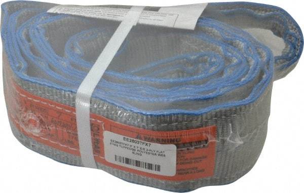 Lift-All - 7' Long x 3" Wide, 8,600 Lb Vertical Capacity, 2 Ply, Polyester Web Sling - 6,900 Lb Choker Capacity - All Tool & Supply