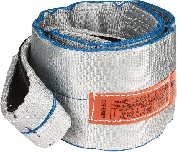 Lift-All - 6' Long x 6" Wide, 16,300 Lb Vertical Capacity, 2 Ply, Polyester Web Sling - 13,000 Lb Choker Capacity - All Tool & Supply