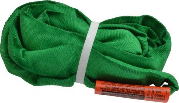 Lift-All - 5' Long x 1-3/8" Wide, Polyester Web Sling - 4,200 Lb Choker Capacity, 7/8" Diam Chain, Green - All Tool & Supply