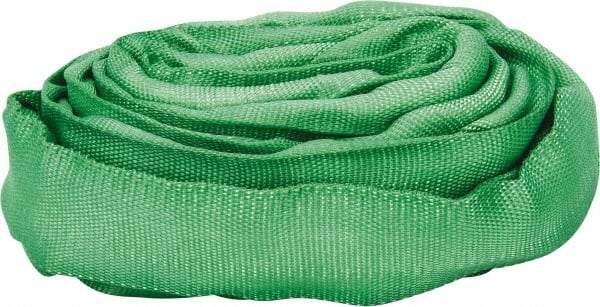 Lift-All - 6' Long x 1-3/8" Wide, 5,300 Lb Vertical Capacity, Polyester Web Sling - 4,200 Lb Choker Capacity, 7/8" Diam Chain, Green - All Tool & Supply