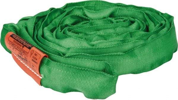 Lift-All - 8' Long x 1-3/8" Wide, Polyester Web Sling - 4,200 Lb Choker Capacity, 7/8" Diam Chain, Green - All Tool & Supply