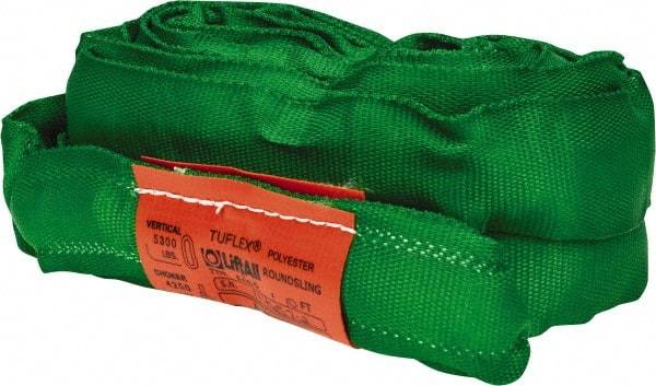 Lift-All - 10' Long x 1-3/8" Wide, Polyester Web Sling - 4,200 Lb Choker Capacity, 7/8" Diam Chain, Green - All Tool & Supply