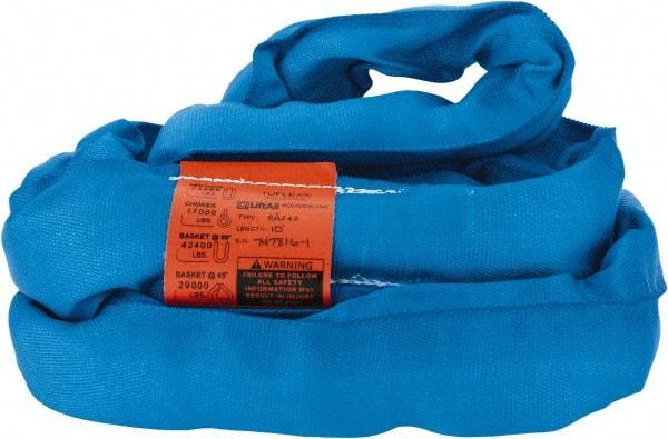 Lift-All - 10' Long x 2-5/8" Wide, Polyester Web Sling - 17,000 Lb Choker Capacity, 1-3/4" Diam Chain, Blue - All Tool & Supply