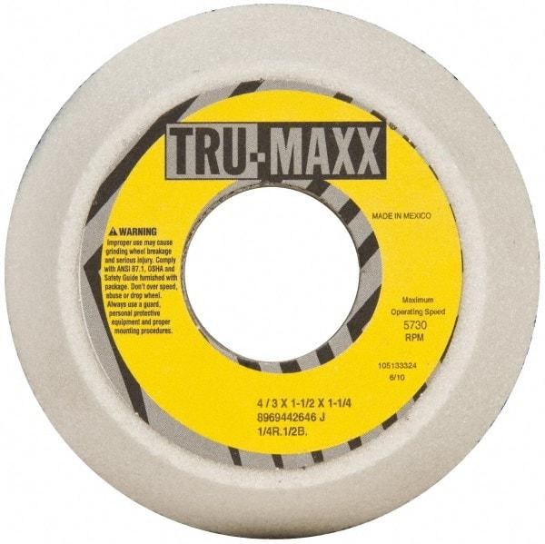 Tru-Maxx - 4" Diam, 1-1/4" Hole Size, 1-1/2" Overall Thickness, 46 Grit, Type 11 Tool & Cutter Grinding Wheel - Coarse Grade, Aluminum Oxide, J Hardness, 5,730 RPM - All Tool & Supply