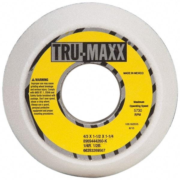 Tru-Maxx - 4" Diam, 1-1/4" Hole Size, 1-1/2" Overall Thickness, 60 Grit, Type 11 Tool & Cutter Grinding Wheel - Medium Grade, Aluminum Oxide, K Hardness, 5,730 RPM - All Tool & Supply