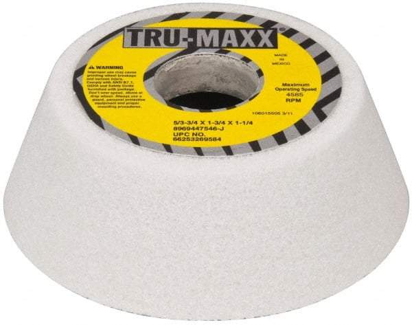 Tru-Maxx - 5" Diam, 1-3/4" Hole Size, 1-3/4" Overall Thickness, 46 Grit, Type 11 Tool & Cutter Grinding Wheel - Coarse Grade, Aluminum Oxide, J Hardness, 4,585 RPM - All Tool & Supply