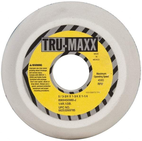 Tru-Maxx - 5" Diam, 1-3/4" Hole Size, 1-3/4" Overall Thickness, 80 Grit, Type 11 Tool & Cutter Grinding Wheel - Medium Grade, Aluminum Oxide, J Hardness, 4,585 RPM - All Tool & Supply