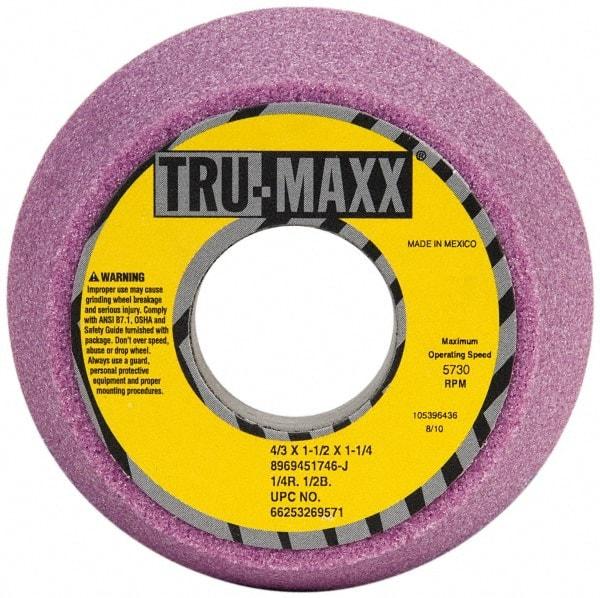 Tru-Maxx - 4" Diam, 1-1/4" Hole Size, 1-3/4" Overall Thickness, 46 Grit, Type 11 Tool & Cutter Grinding Wheel - Coarse Grade, Aluminum Oxide, J Hardness, 5,730 RPM - All Tool & Supply