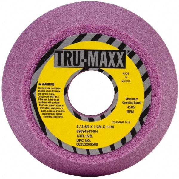 Tru-Maxx - 5" Diam, 1-1/4" Hole Size, 1-3/4" Overall Thickness, 46 Grit, Type 11 Tool & Cutter Grinding Wheel - Coarse Grade, Aluminum Oxide, I Hardness, 4,585 RPM - All Tool & Supply