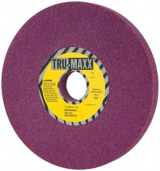 Tru-Maxx - 7" Diam x 1-1/4" Hole x 3/4" Thick, J Hardness, 60 Grit Surface Grinding Wheel - Aluminum Oxide, Type 1, Medium Grade, 3,600 Max RPM, No Recess - All Tool & Supply