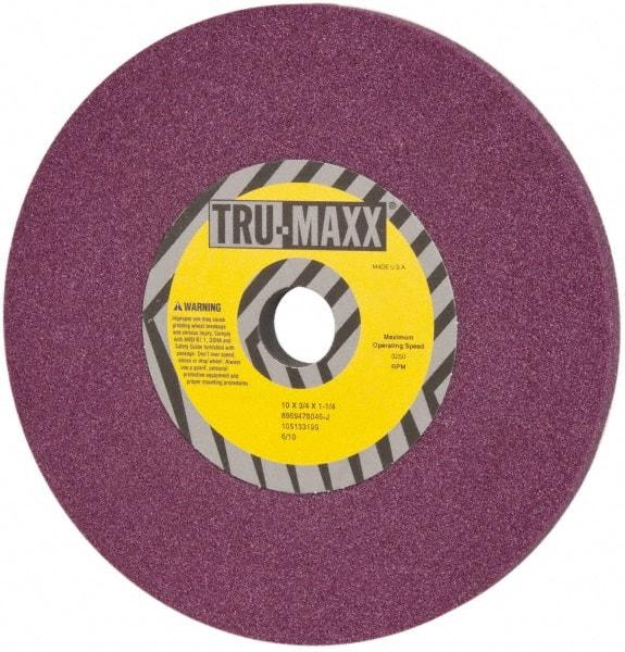 Tru-Maxx - 10" Diam x 1-1/4" Hole x 3/4" Thick, J Hardness, 46 Grit Surface Grinding Wheel - Aluminum Oxide, Type 1, Coarse Grade, 3,250 Max RPM, No Recess - All Tool & Supply