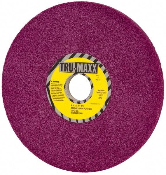 Tru-Maxx - 8" Diam x 1-1/4" Hole x 1/2" Thick, G Hardness, 60 Grit Surface Grinding Wheel - Aluminum Oxide, Type 1, Coarse Grade, 3,600 Max RPM, No Recess - All Tool & Supply