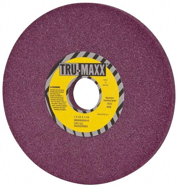 Tru-Maxx - 7" Diam x 1-1/4" Hole x 1/2" Thick, K Hardness, 46 Grit Surface Grinding Wheel - Aluminum Oxide, Type 1, Coarse Grade, 3,600 Max RPM, No Recess - All Tool & Supply