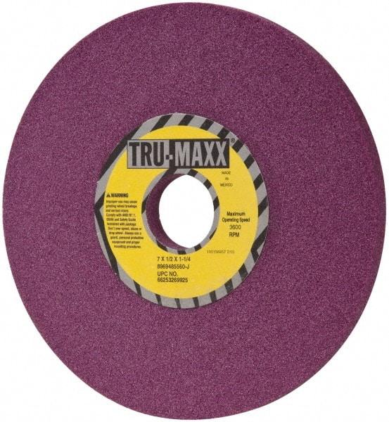 Tru-Maxx - 7" Diam x 1-1/4" Hole x 1/2" Thick, J Hardness, 60 Grit Surface Grinding Wheel - Aluminum Oxide, Type 1, Medium Grade, 3,600 Max RPM, No Recess - All Tool & Supply