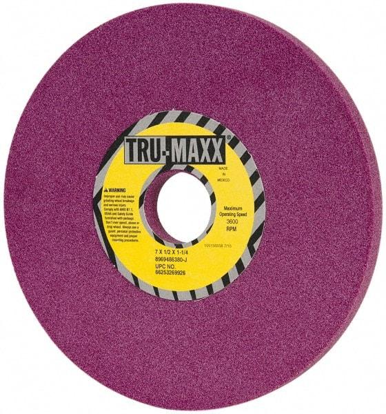 Tru-Maxx - 7" Diam x 1-1/4" Hole x 1/2" Thick, J Hardness, 80 Grit Surface Grinding Wheel - Aluminum Oxide, Type 1, Medium Grade, 3,600 Max RPM, No Recess - All Tool & Supply