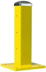 Steel King - Single 18 Inch High Center Steel Guard Rail Mount Post - Yellow, Powder Coated, 10 Inch Mounted Length x 10 Inch Mounted Width For Use with Steel King Railing - All Tool & Supply