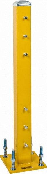 Steel King - Double 42 Inch High Center Steel Guard Rail Mount Post - Yellow, 10 Inch Mounted Length x 10 Inch Mounted Width For Use with Steel King Railing - All Tool & Supply