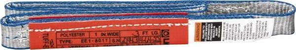 Lift-All - 3' Long x 1" Wide, 1,600 Lb Vertical Capacity, 1 Ply, Polyester Web Sling - 1,250 Lb Choker Capacity - All Tool & Supply