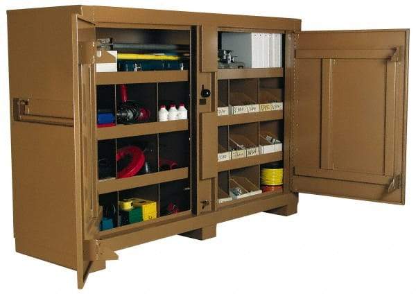 Knaack - 72" Wide x 24" Deep x 51" High Job Site Bin Storage Cabinet - 2 Door, Steel, Tan - All Tool & Supply