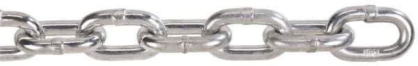 Peerless Chain - 63 Ft. Long, 2650 Lbs. Load Capacity, Carbon Steel Proof Coil Chain - 3 Grade, 1.356 Inch Inside Long x 0.569 Inch Inside Wide - All Tool & Supply