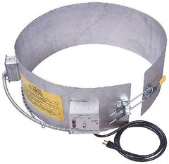 Made in USA - 9-1/4" Wide, 55 Gallon Wrap-Around Drum Heater - 120 Volt, to 800 Watts, 6.67 Amps, 0°F to 165°F Thermostat Rating - All Tool & Supply