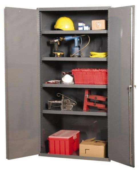 Durham - 3 Shelf Locking Storage Cabinet - Steel, 36" Wide x 24" Deep x 72" High, Gray - All Tool & Supply