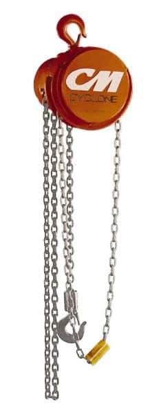 CM - 8,000 Lb Lifting Capacity, 8' Lift Height, Hand Hoist - Made from Chain, 104' Overhaul to Lift 1', 88 Lb Avg Pull to Lift Rated Load, 2 Chains - All Tool & Supply