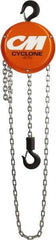 CM - 1,000 Lb Lifting Capacity, 8' Lift Height, Hand Hoist - Made from Chain, 22-1/2' Overhaul to Lift 1', 46 Lb Avg Pull to Lift Rated Load, 1 Chain - All Tool & Supply