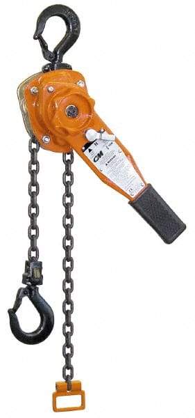 CM - 3,000 Lb Lifting Capacity, 5' Lift Height, Lever Hoist - Made from Chain, 48 Lb Avg Pull to Lift Rated Load - All Tool & Supply