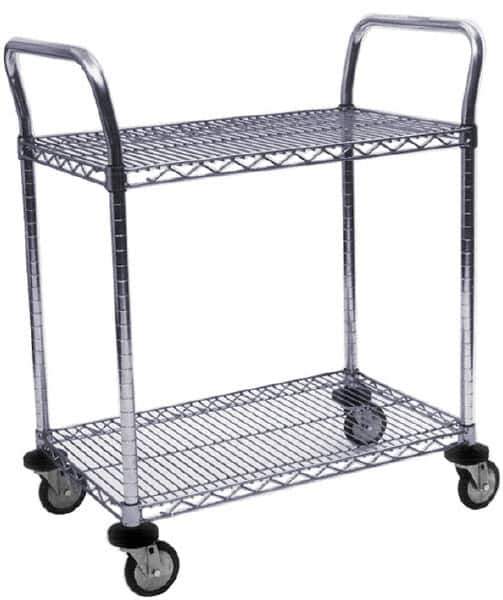 Value Collection - 600 Lb Capacity, 18" Wide x 60" Long x 39" High Wire Cart - 2 Shelf, Steel, Swivel Casters - All Tool & Supply