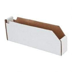 Made in USA - 12" Deep, White Corrugated Cardboard Hopper Shelf Bin - 4" High x 2" Wide x 12" Long - All Tool & Supply