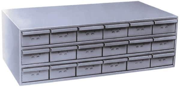 Durham - 18 Drawer, Small Parts Steel Storage Cabinet - 17-1/4" Deep x 33-3/4" Wide x 12-7/8" High - All Tool & Supply