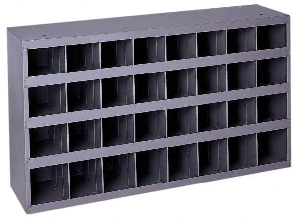 Durham - 32 Bin Bin Shelving Unit with Openings - 33-3/4 Inch Overall Width x 8-1/2 Inch Overall Depth x 19-1/4 Inch Overall Height, Gray Steel Bins - All Tool & Supply