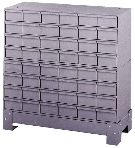 Durham - 48 Bin Bin Shelving Unit with Drawers - 34-1/8 Inch Overall Width x 12-1/4 Inch Overall Depth x 33-3/4 Inch Overall Height, Gray Steel Bins - All Tool & Supply