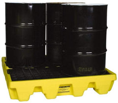 Eagle - 66 Gal Sump, 8,000 Lb Capacity, 4 Drum, Polyethylene Spill Deck or Pallet - 51-1/2" Long x 51-1/2" Wide x 8" High, Yellow, Liftable Fork, Drain Included, Low Profile, Vertical, 2 x 2 Drum Configuration - All Tool & Supply